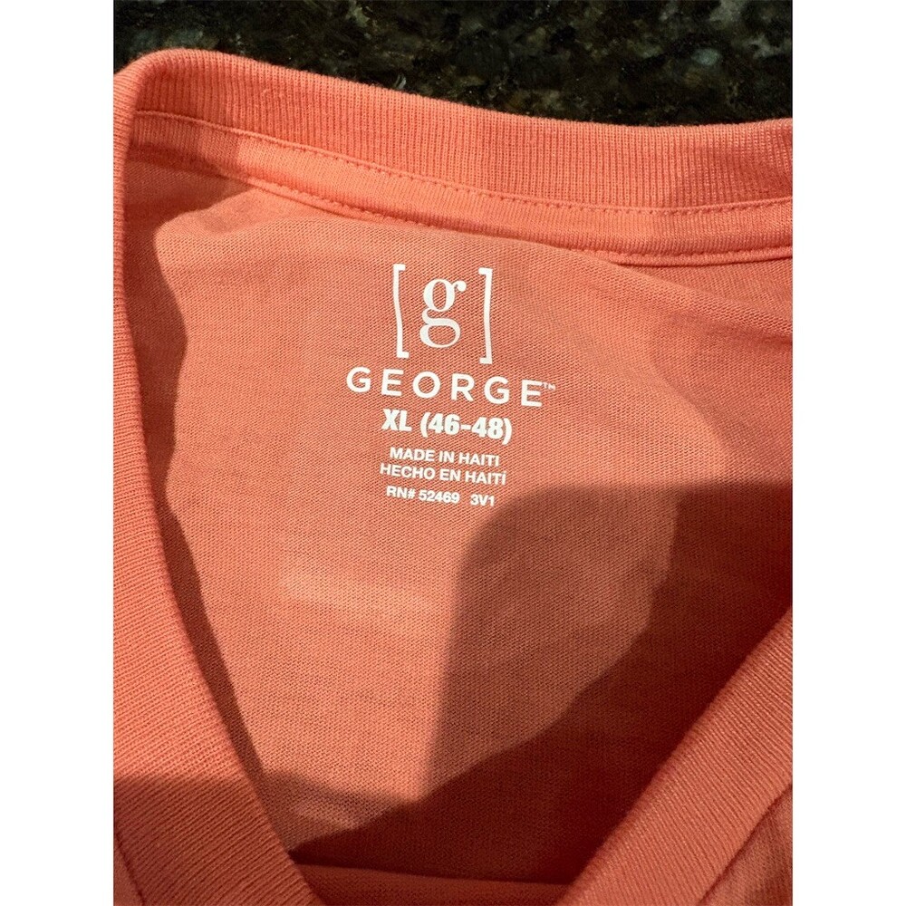 George Men's T-Shirt XL Orange Moisture Wicking Crew Neck Short Sleeve - Picture 4 of 5